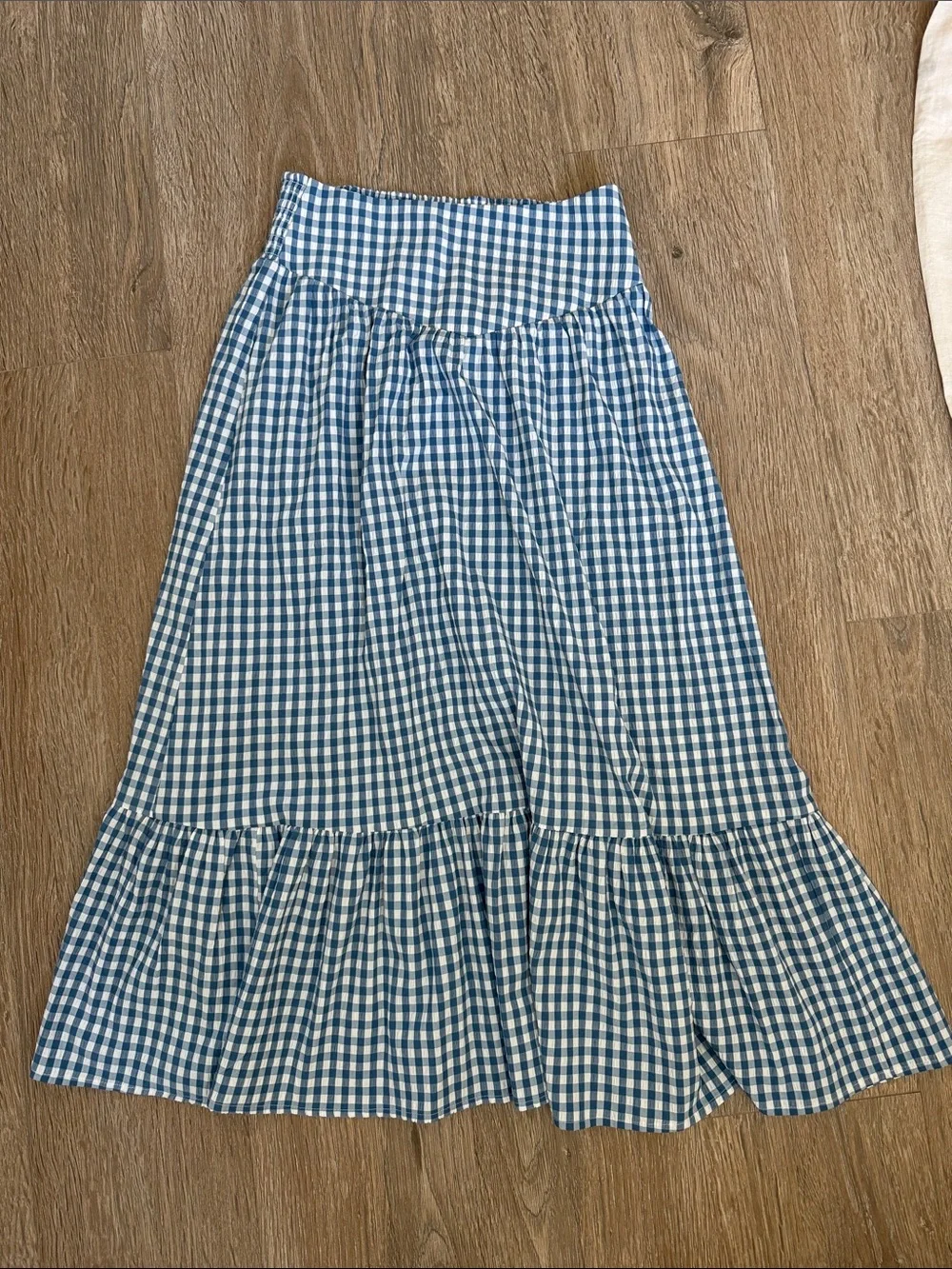 WILD FABLE / Blue Gingham Tiered Maxi Skirt